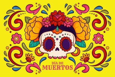 el çizimi dia de muertos arkaplan tasarımı vektör çizimi