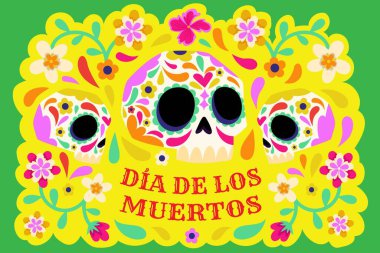 düz arkaplan dia de muertos kutlama vektör çizimi