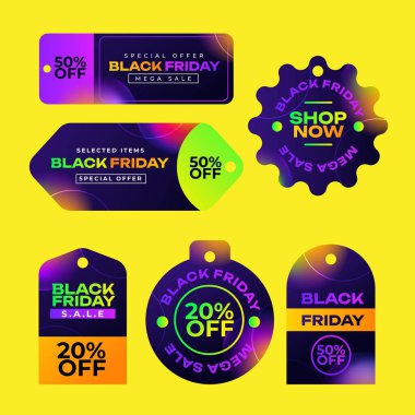 gradyan siyah cuma etiket pankartı tasarım vektörü çizimi