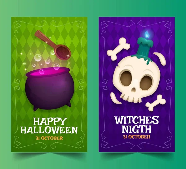 Realistic Banners Collection Halloween Season Design Vector Illustration — Stock Vector