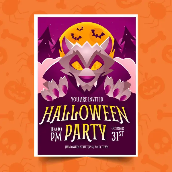 Gradient Invitation Template Halloween Season Design Vector Illustration — Stock Vector