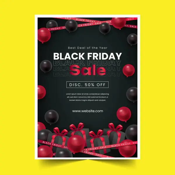Realistic Black Friday Poster Set Design Vector Illustration — Stock Vector