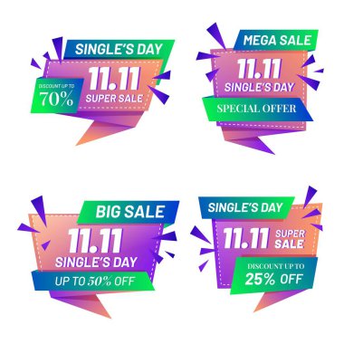 gradyan single 's day sale etiketleri koleksiyon tasarım vektörü çizimi