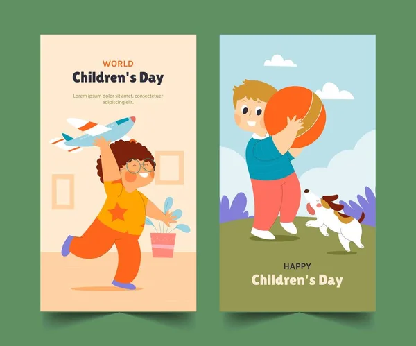 Flat Banners Collection World Children Day Celebration Design Vector Illustration — Stock Vector