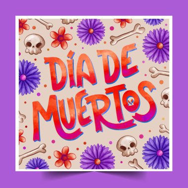 suluboya dia de muertos harf tasarım vektörü çizimi