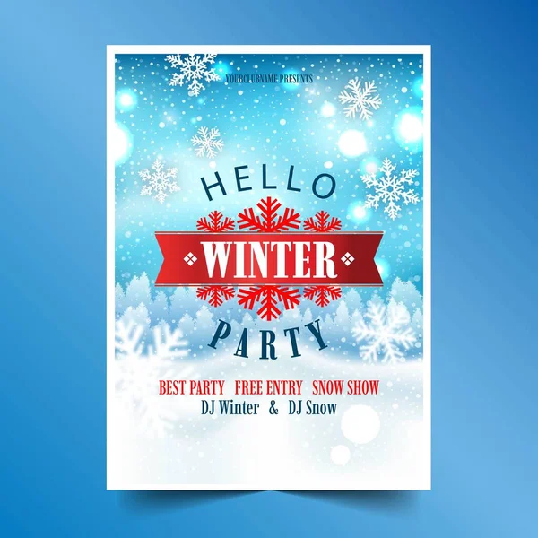 Realistic Winter Vertical Poster Template Design Vector Illustration — Stock Vector