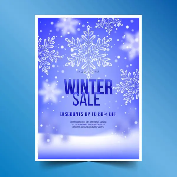 Realistic Winter Sale Poster Template Design Vector Illustration — Stock Vector