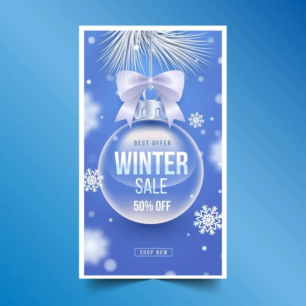 Realistico Inverno Vendita Banner Collezione Disegno Vettoriale Illustrazione — Vettoriale Stock