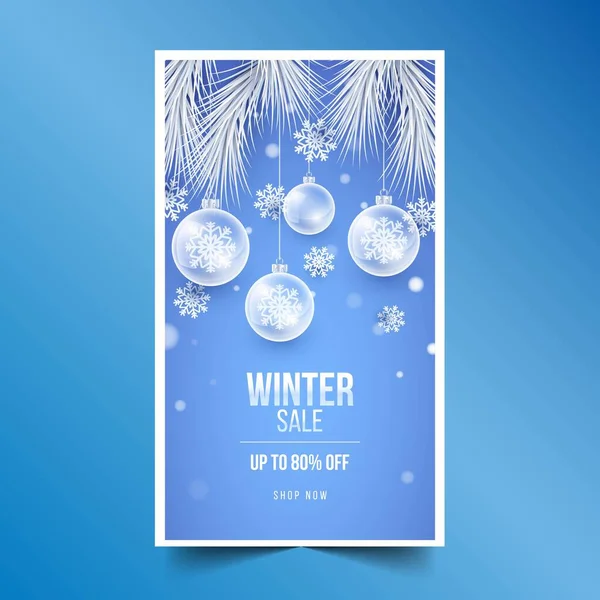 Realistic Winter Sale Banners Collection Design Vector Illustration — Stock Vector