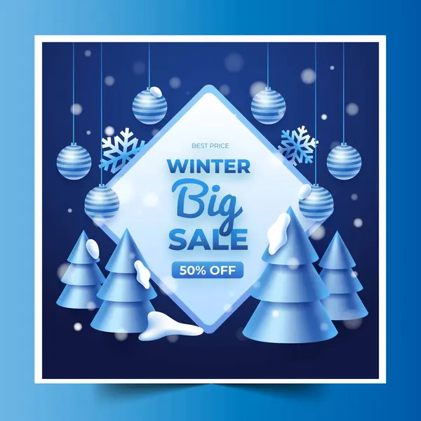 Realistic Winter Sale Banners Collection Design Vector Illustration — Stock Vector