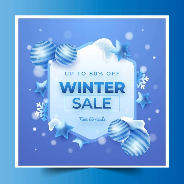 Realistic Winter Sale Banners Collection Design Vector Illustration Stock Vector