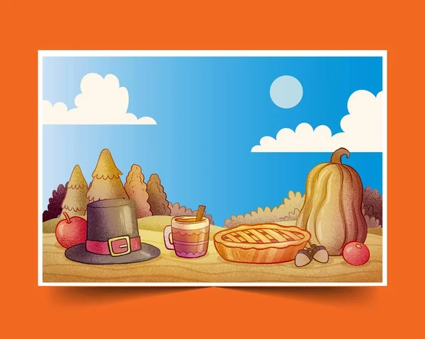 Hand Drawn Background Thanksgiving Celebration Design Vector Illustration — Stock Vector