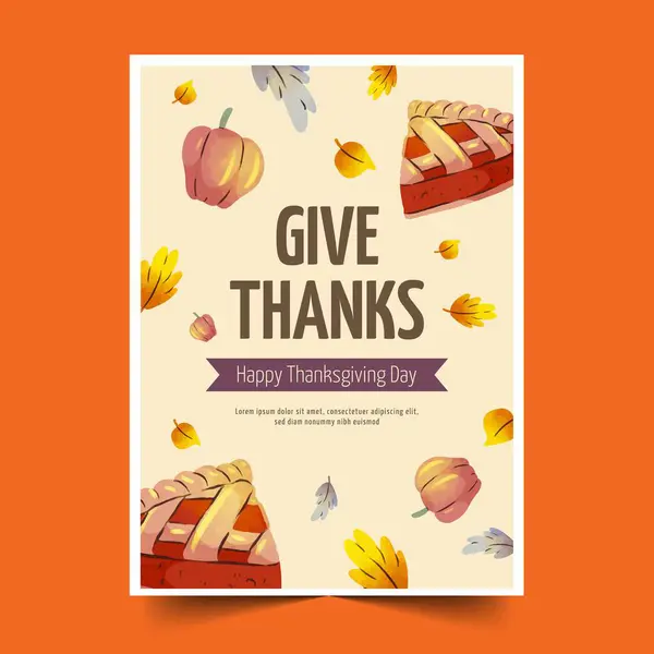 Watercolor Greeting Cards Collection Thanksgiving Celebration Design Vector Illustration — Stock Vector