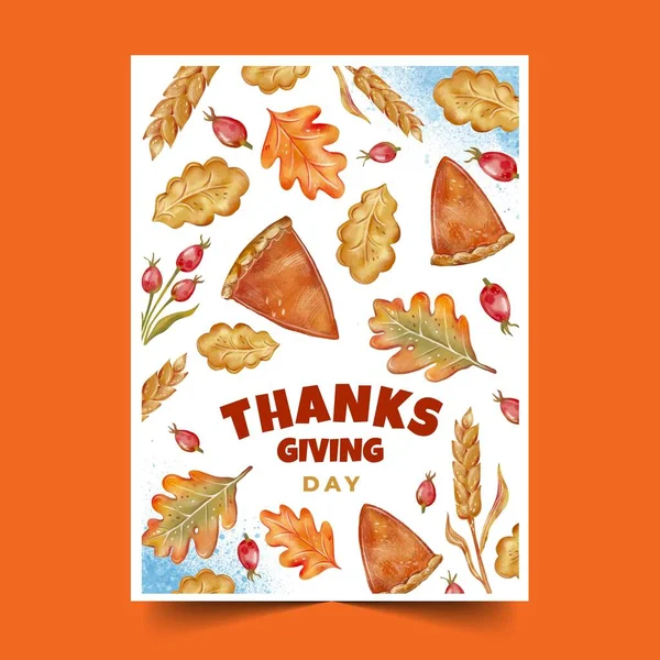 Watercolor Greeting Cards Collection Thanksgiving Celebration Design Vector Illustration — Stock Vector