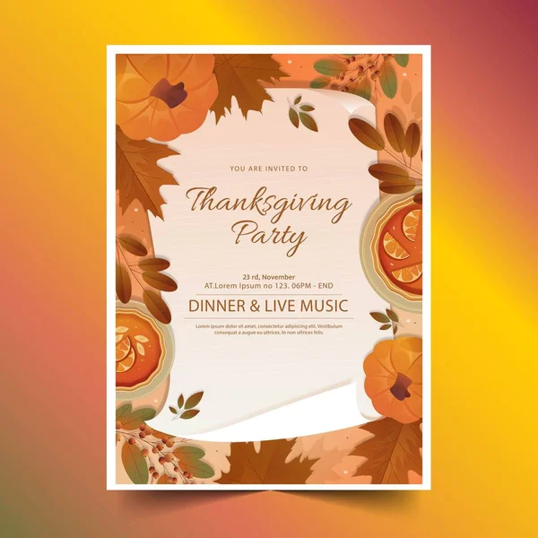 Gradient Thanksgiving Flyer Invitation Design Vector Illustration — Stock Vector