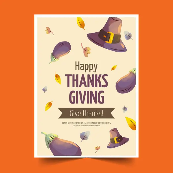 Watercolor Greeting Cards Collection Thanksgiving Celebration Design Vector Illustration Stock Illustration