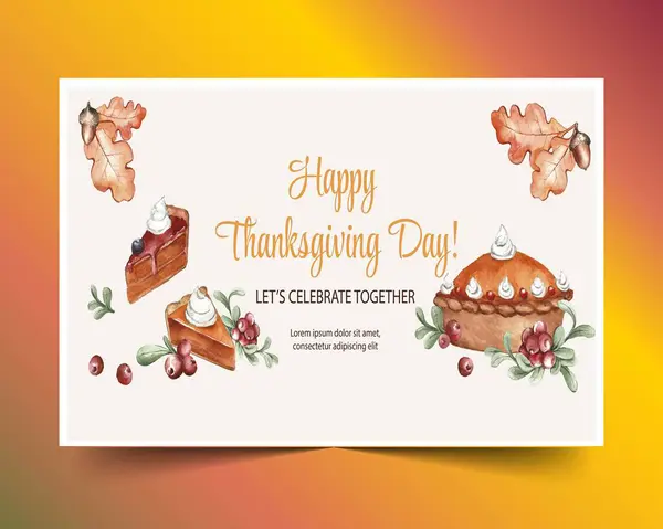 Watercolor Twitter Header Template Thanksgiving Day Celebration Design Vector Illustration Vector Graphics