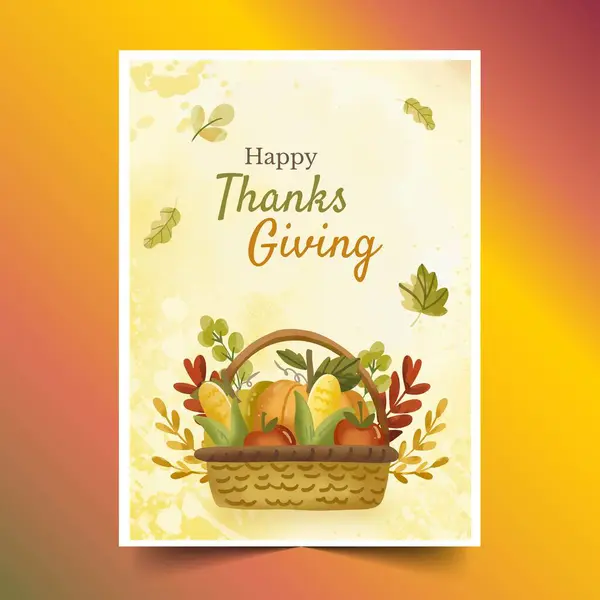 Watercolor Thanksgiving Cards Design Vector Illustration Stock Vector