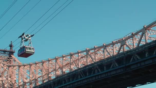 Manhattan New York Usa 2023 Roosevelt Island Tramway Mitt Luften — Stockvideo
