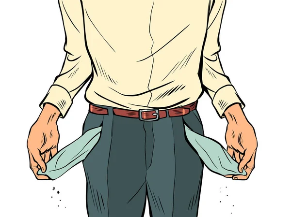 Homme Avec Poches Vides Pantalon Récession Économique Pauvreté Manque Argent — Image vectorielle