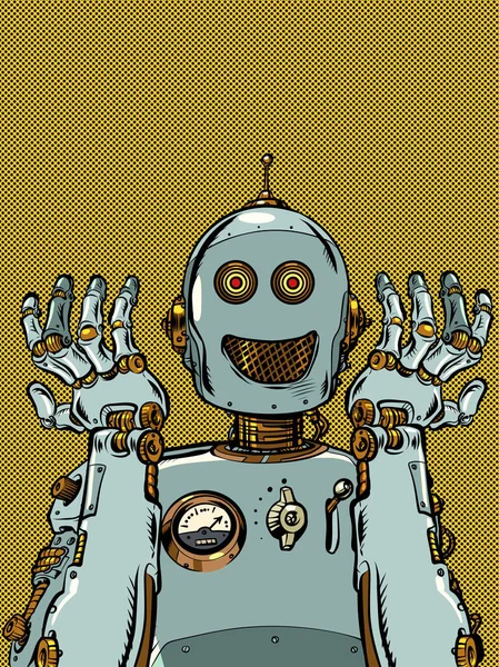 Les Robots Deviennent Une Partie Nous Robot Rétro Acier Émotionnel — Image vectorielle