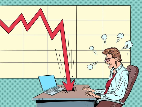 Crise Agrava Desempenho Gráfico Vermelho Está Cair Colapso Dos Preços — Vetor de Stock