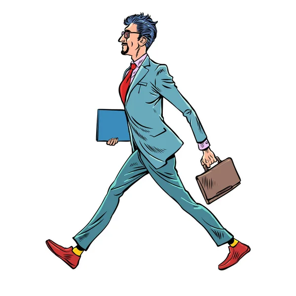 Routine Travail Matinale Employé Bureau Homme Affaires Travailler Homme Costume — Image vectorielle