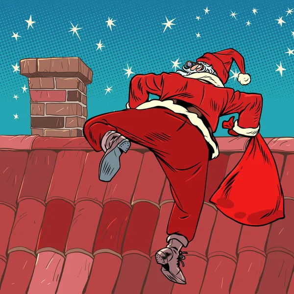Karácsony Újév Közeledte Egy Kicsit Szó Szerint Ház Teteje Vendége Stock Illusztrációk