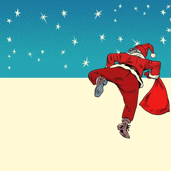 Weihnachten Schleicht Sich Unsere Türen Der Weihnachtsmann Klettert Mit Einem Vektorgrafiken