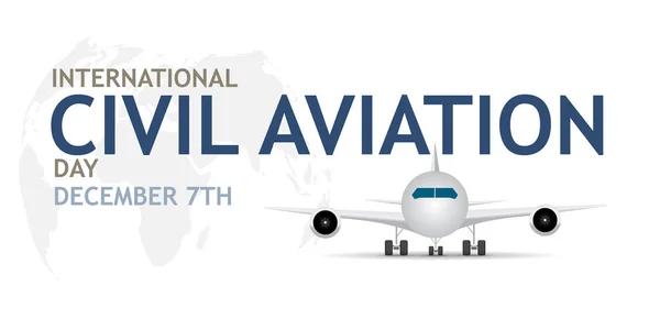 Journée Aviation Civile Internationale Avion Blanc Globe Sur Fond Blanc — Image vectorielle
