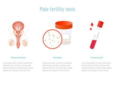 Hormon analizi, fiziksel muayene ve sperm analizi gibi erkeklerde doğurganlığı kontrol etmek için tıbbi testler.