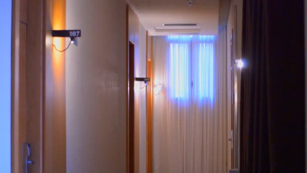 Footage Some Creepy Doors Hotel Room Hall Empty Hotel Corridor — Stock Video