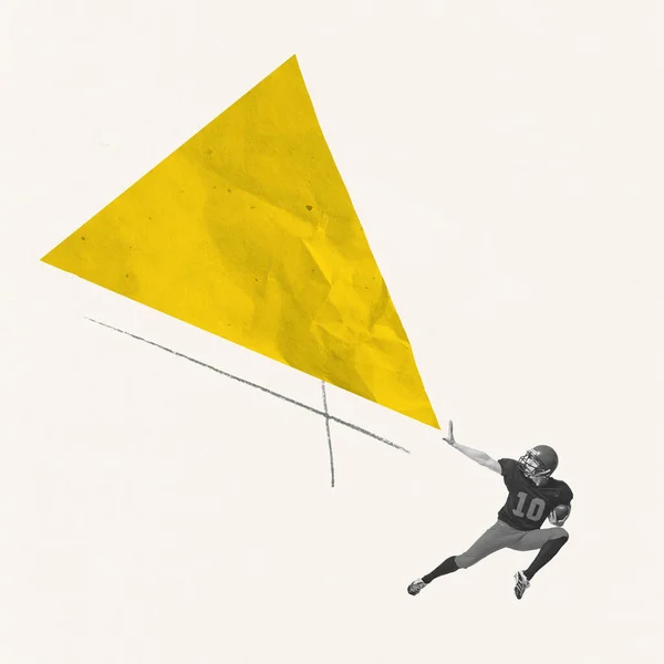창의적 디자인 남자의 초상화 움직이는 공잡기 스포츠 창의성 파스텔 취미의 — 스톡 사진