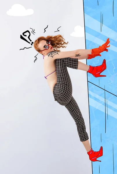 Collage Zeitgenössischer Kunst Kreatives Design Stilvolle Junge Frau Bild Einer — Stockfoto