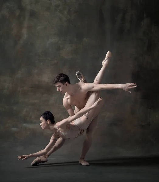 Jeune Belle Femme Gracieuse Homme Danseurs Ballet Dans Danse Performance — Photo