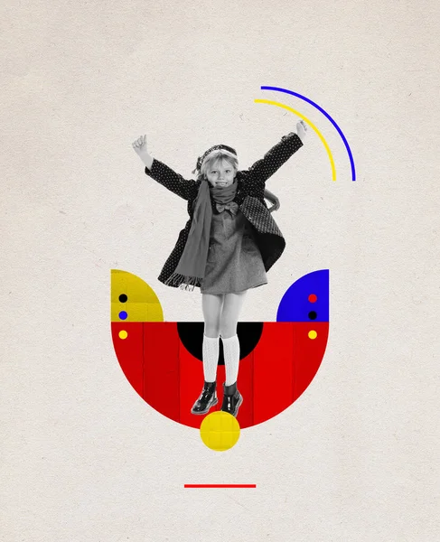 Hedendaagse Kunst Collage Creatief Ontwerp Stijlvol Klein Meisje Kind Mooie — Stockfoto