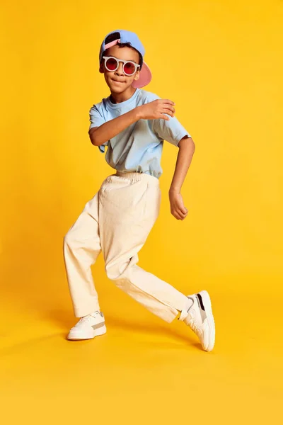 Dynamic Portrait Little African Boy Hip Hop Dancer Stylish Street — Φωτογραφία Αρχείου
