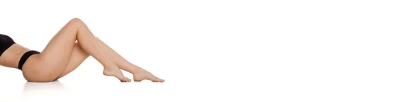 Стрункі Жіночі Ноги Світлому Фоні Депіляція Епіляція Лазерна Епіляція Концепція — стокове фото