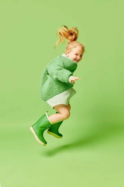 Fun Joy Happy Smiling Cute Kid Little Girl Fashionable Look — Stock Photo, Image