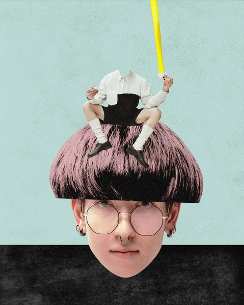 Vreemd Hedendaagse Kunst Collage Concept Van Vreemde Mensen Popart Creativiteit — Stockfoto