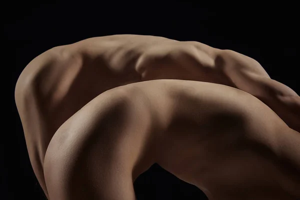 Meztelen Testek Kreatív Művészeti Portré Meztelen Férfi Női Testekről Sötét — Stock Fotó
