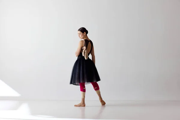 Cisne Negro Joven Bailarina Ballet Femenina Elegante Bailarina Clásica Con —  Fotos de Stock