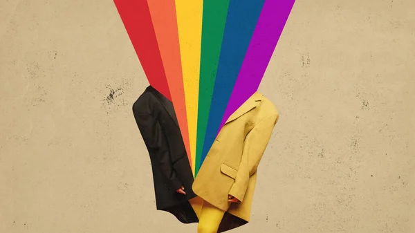 Art Collage Fashionable Jacket Colorful Lgbt Flag Colors Stripes Beige — Stock Photo, Image