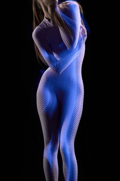 Futurystyczna Kobieta Przyszłości Zdjęcie Młodego Atrakcyjnego Rudego Mężczyzny Świecącego Neonowym — Zdjęcie stockowe