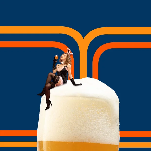 Colagem Arte Contemporânea Conceito Festival Cerveja Tradições Bebidas Festa Oktoberfest — Fotografia de Stock