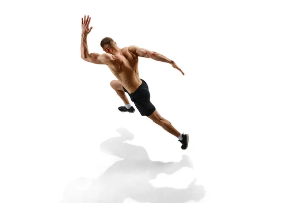 Sportliche Leistungen Bild Von Oben Mann Profiläufer Sportler Bewegung Vor — Stockfoto