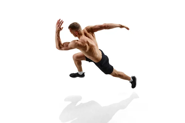 Hemdloser Sportler Bild Von Oben Mann Profiläufer Sportler Bewegung Vor — Stockfoto