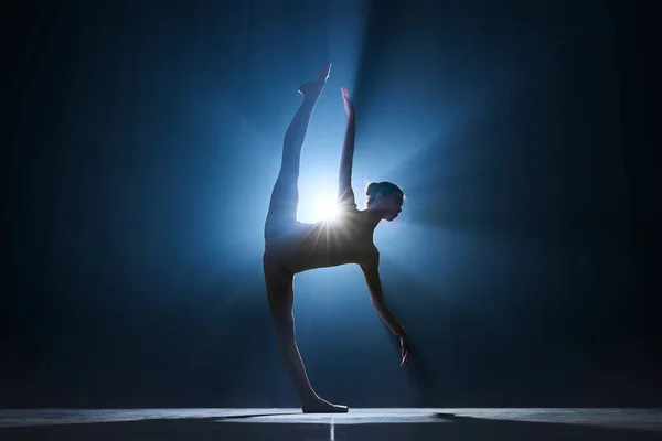 Виразна Художня Молода Жінка Професійна Балерина Робить Творчий Виступ Тлі — стокове фото