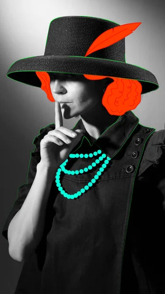 Collage Arte Contemporáneo Mujer Elegante Imagen Del Famoso Diseñador Moda — Foto de Stock