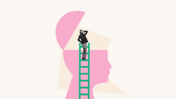 Obra Creativa Empleado Motivado Hacia Arriba Las Escaleras Simboliza Crecimiento — Vídeos de Stock
